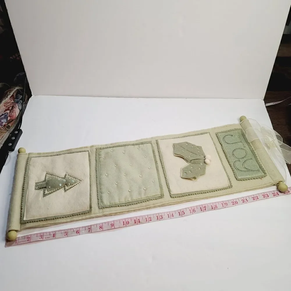 Shabby Chic Christmas Pale Green Joy Hanging Door Decor Banner